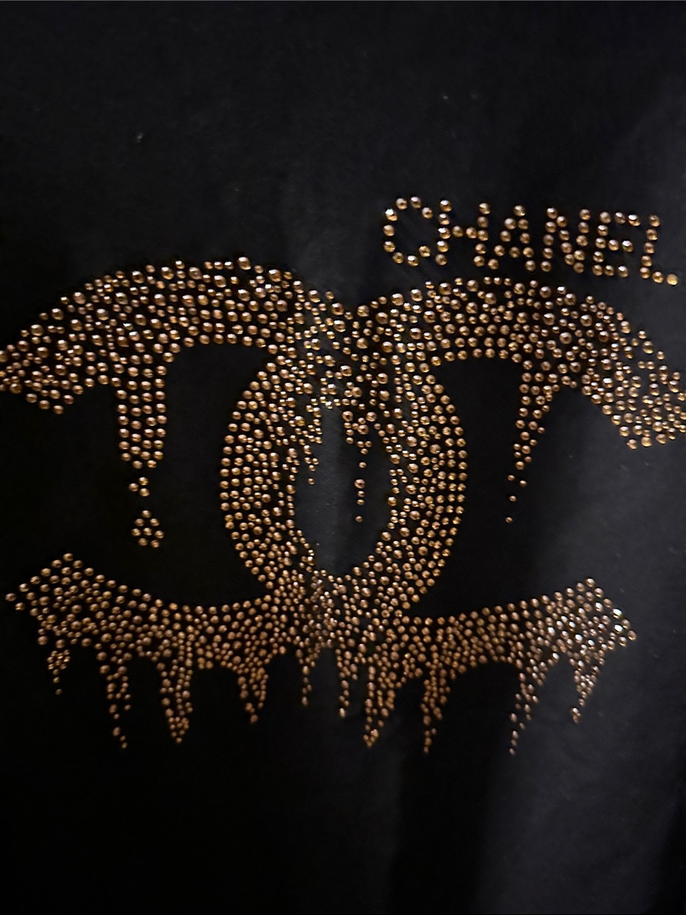 Black Short Sleeve Tee with Gold Drip - Picture 2 of 4